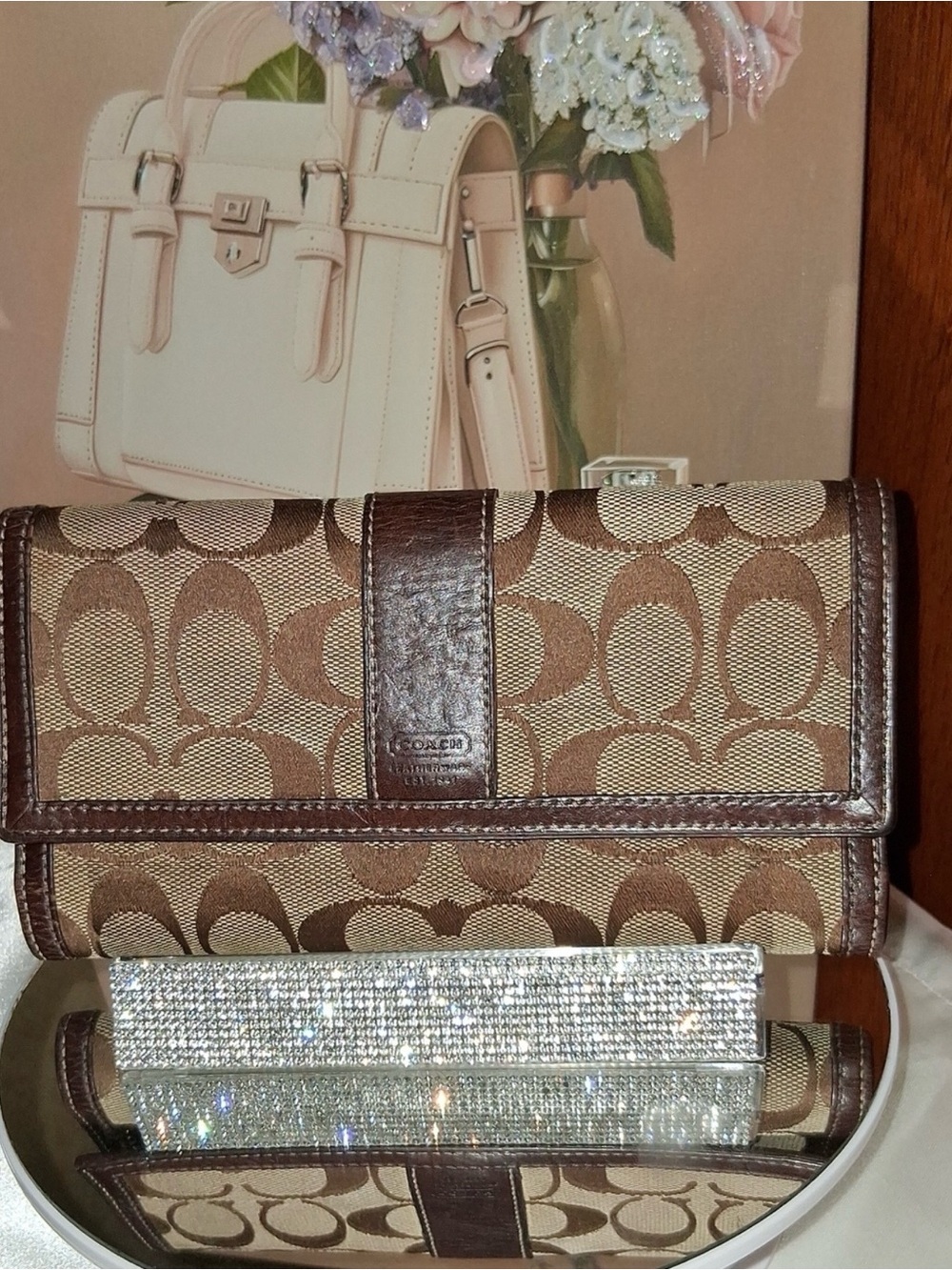 Coach Vintage Signature Monogram Checkbook Wallet Long